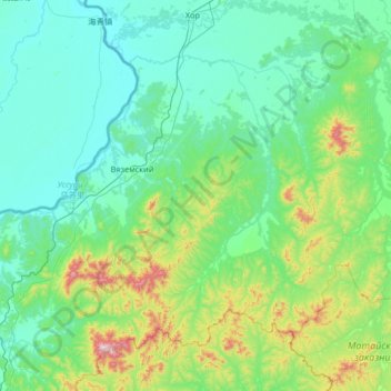 Topografische Karte Вяземский район, Höhe, Relief