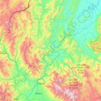 Topografische Karte Bagua, Höhe, Relief