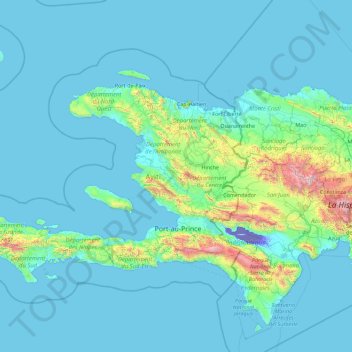 Topografische Karte Haïti, Höhe, Relief
