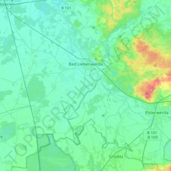 Topografische Karte Bad Liebenwerda, Höhe, Relief