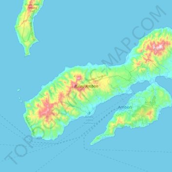 Topografische Karte Ambon Island, Höhe, Relief