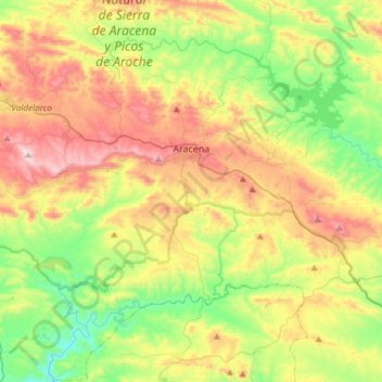 Topografische Karte Aracena, Höhe, Relief