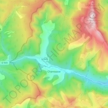 Topografische Karte Chanousse, Höhe, Relief