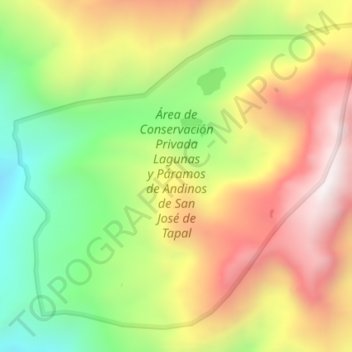 Topografische Karte Área de Conservación Privada Lagunas y Páramos de Andinos de San José de Tapal, Höhe, Relief