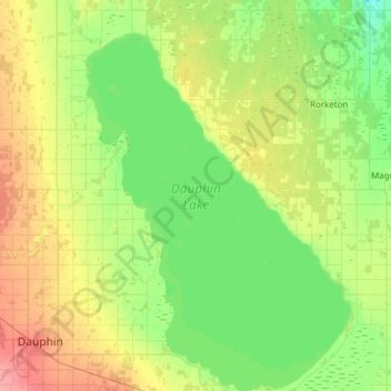 Topografische Karte Dauphin Lake, Höhe, Relief