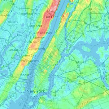 Topografische Karte New York County, Höhe, Relief