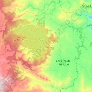 Topografische Karte Carolina del Príncipe, Höhe, Relief