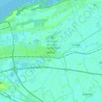 Topografische Karte Marck, Höhe, Relief