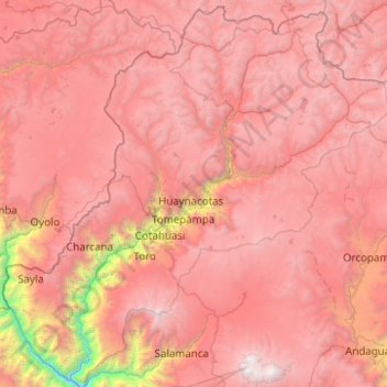 Topografische Karte La Unión, Höhe, Relief