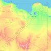 Topografische Karte Libyen, Höhe, Relief