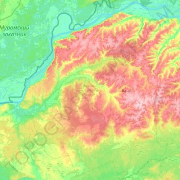 Topografische Karte Вачский муниципальный округ, Höhe, Relief