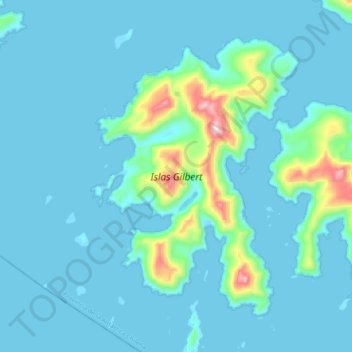 Topografische Karte Islas Gilbert, Höhe, Relief