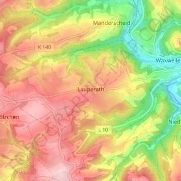 Topografische Karte Lauperath, Höhe, Relief