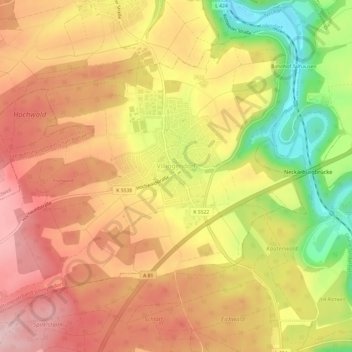 Topografische Karte Villingendorf, Höhe, Relief
