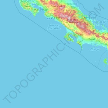 Topografische Karte Puntarenas Province, Höhe, Relief