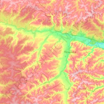 Topografische Karte Починковский муниципальный округ, Höhe, Relief