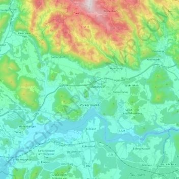 Topografische Karte Völkermarkt, Höhe, Relief