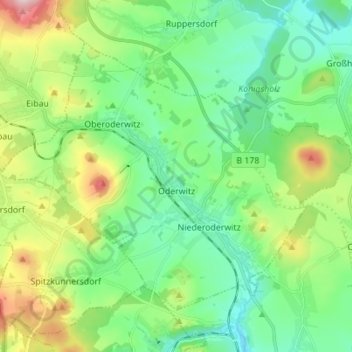 Topografische Karte Oderwitz, Höhe, Relief