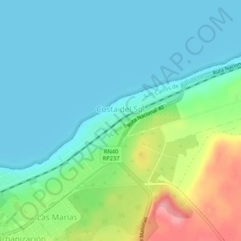 Topografische Karte Costa del Sol, Höhe, Relief
