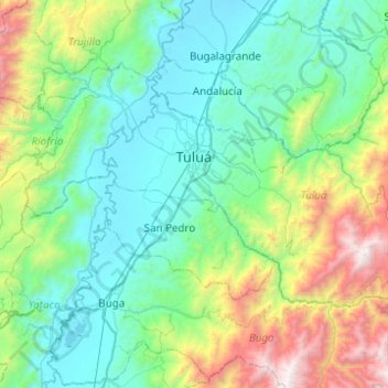 Topografische Karte Tuluá, Höhe, Relief