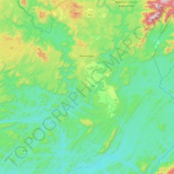 Topografische Karte Nkondjock, Höhe, Relief