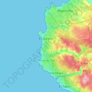 Topografische Karte El Quisco, Höhe, Relief