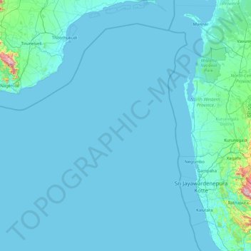 Topografische Karte Golf von Mannar, Höhe, Relief