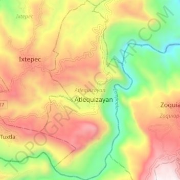 Topografische Karte Atlequizayan, Höhe, Relief