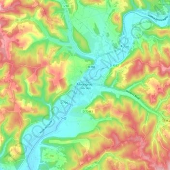 Topografische Karte Montignac-Lascaux, Höhe, Relief