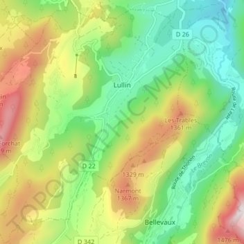 Topografische Karte Lullin, Höhe, Relief