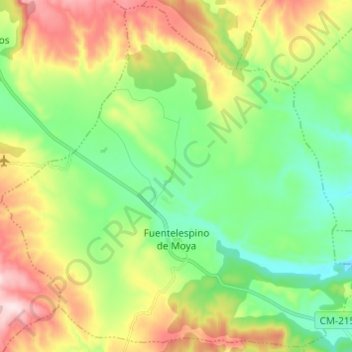Topografische Karte Fuentelespino de Moya, Höhe, Relief