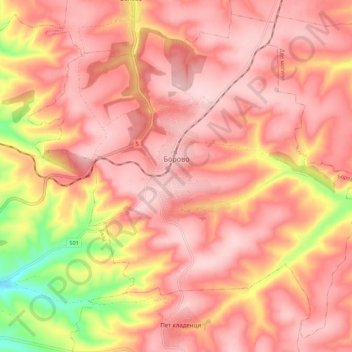 Topografische Karte Borowo, Höhe, Relief