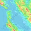 Topografische Karte San Francisco Bay, Höhe, Relief