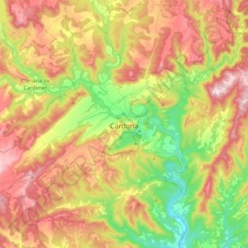 Topografische Karte Cardona, Höhe, Relief