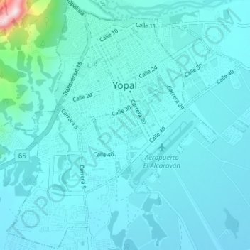Topografische Karte Perímetro Urbano Yopal, Höhe, Relief