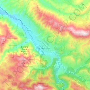 Topografische Karte Carmel Valley, Höhe, Relief