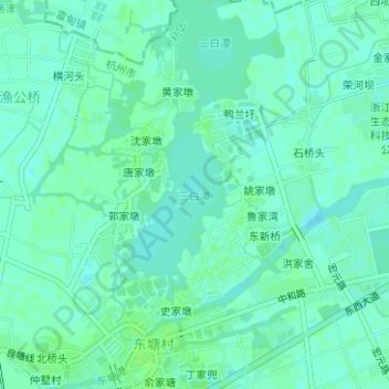 Topografische Karte 三白潭, Höhe, Relief