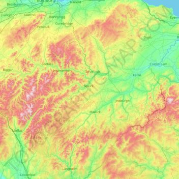 Topografische Karte Scottish Borders, Höhe, Relief