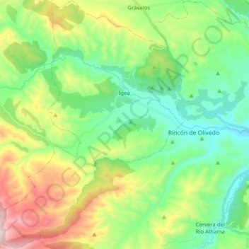 Topografische Karte Igea, Höhe, Relief