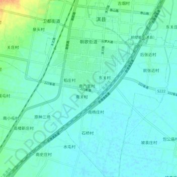 Topografische Karte 朝歌街道, Höhe, Relief