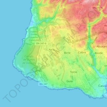 Topografische Karte Cascais, Höhe, Relief