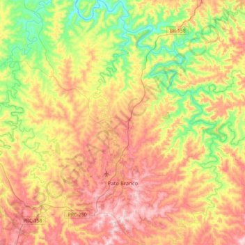Topografische Karte Pato Branco, Höhe, Relief