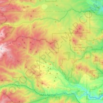 Topografische Karte Gilpin County, Höhe, Relief
