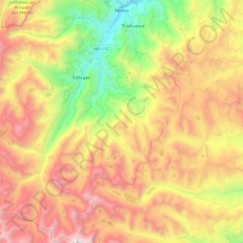 Topografische Karte Molino, Höhe, Relief