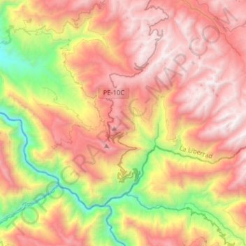 Topografische Karte Huancaspata, Höhe, Relief