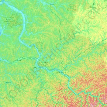 Topografische Karte Kanawha River, Höhe, Relief