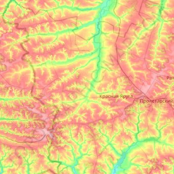 Topografische Karte Краснояружский район, Höhe, Relief