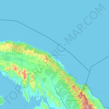 Topografische Karte Comarca Guna Yala, Höhe, Relief