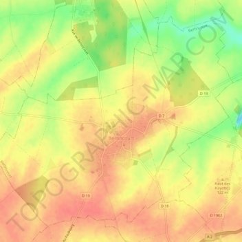 Topografische Karte Bertincourt, Höhe, Relief