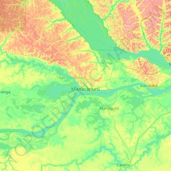 Topografische Karte Manacapuru, Höhe, Relief